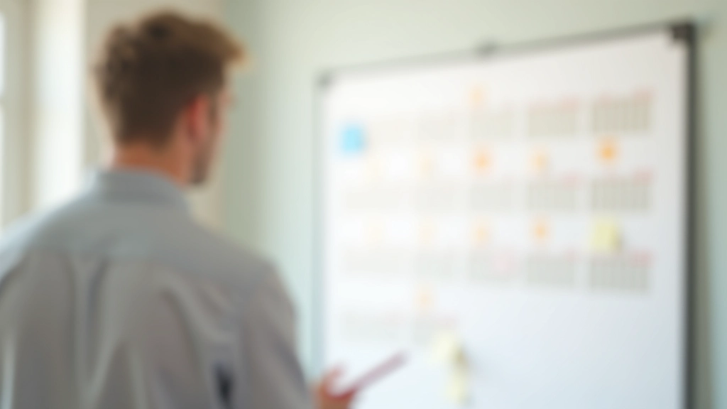 Calendrier mural avec des dates encerclées en rouge, stylo rouge à proximité, tableau blanc avec notes de rappel, bureau organisé, lumière de jour