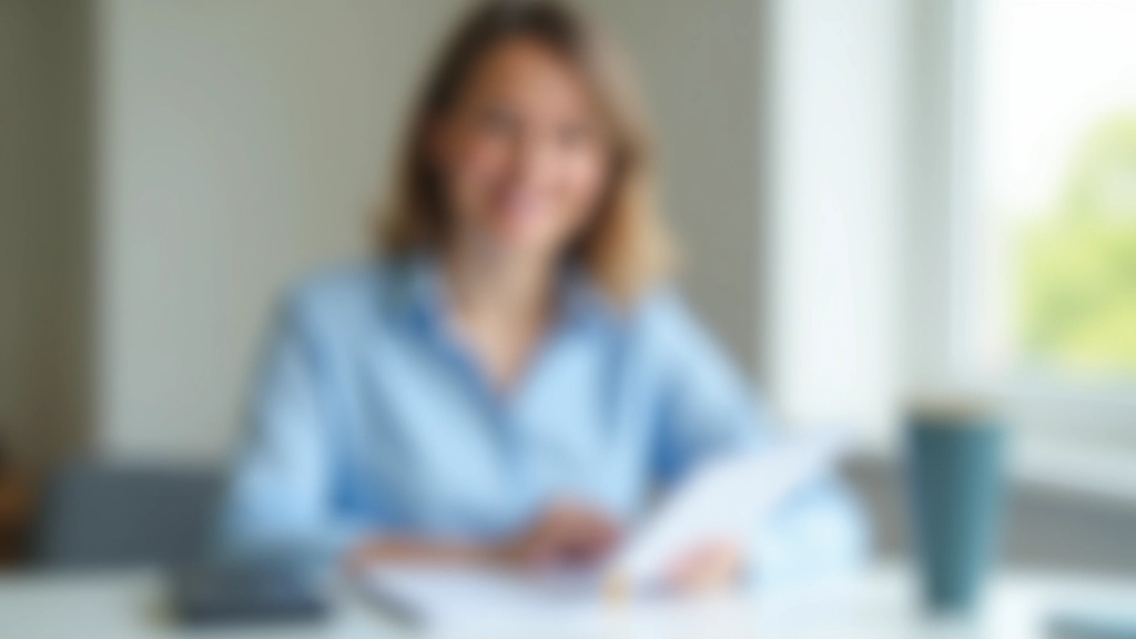 Femme tenant un bloc-notes avec des dates marquées, calculatrice à proximité, fond de bureau clair